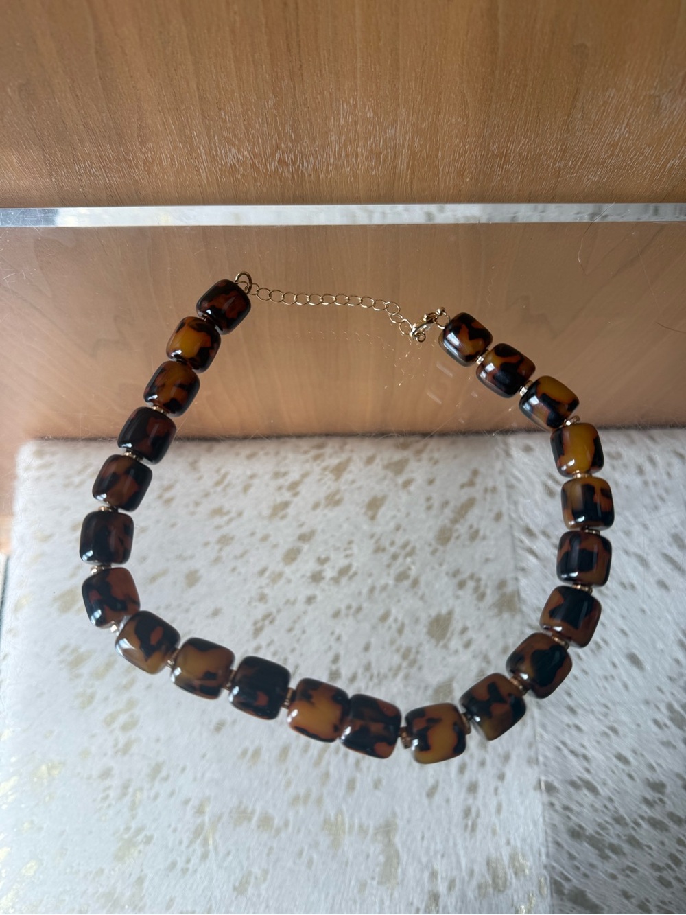 Vintage Tortoiseshell Resin Bead Choker Necklace